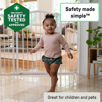 Ingenuity Extra Tall & Wide Auto-Close Baby & Pet Gate, 29.5–53"W × 38"H (White) - Kidsy