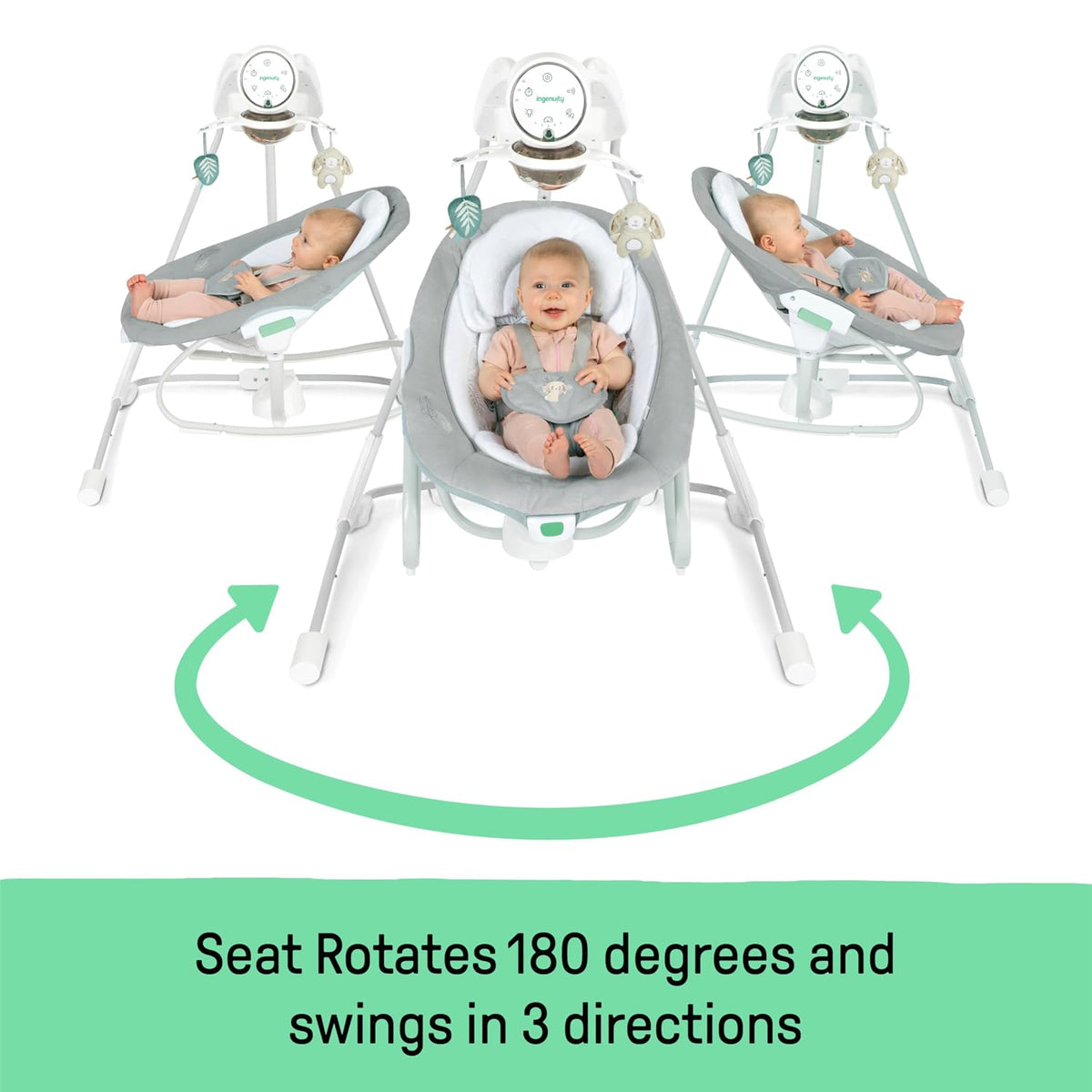 Ingenuity InLighten 2-in-1 Soothing Baby Swing & Rocker (Remy) - Kidsy
