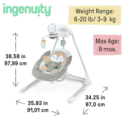 Ingenuity InLighten 5 - Speed Baby Swing (Kitt Fox) - Kidsy