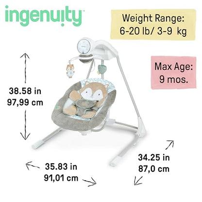 Ingenuity InLighten 5 - Speed Baby Swing (Kitt Fox) - Kidsy