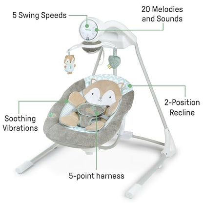 Ingenuity InLighten 5 - Speed Baby Swing (Kitt Fox) - Kidsy