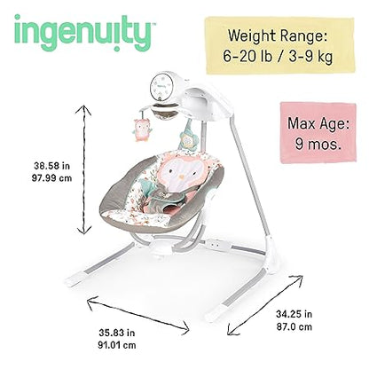 Ingenuity InLighten 5 - Speed Baby Swing (Nally Owl) - Kidsy