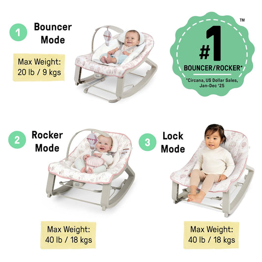 Ingenuity Keep Cozy 3-in-1 Baby Bouncer & Rocker (Skye) - Kidsy