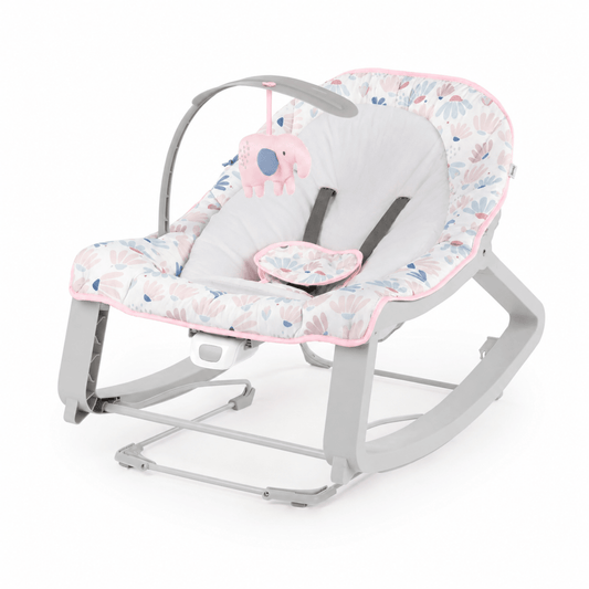 Ingenuity Keep Cozy 3-in-1 Bounce & Rock Seat (Pink Burst) - Kidsy