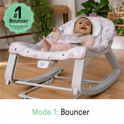 Ingenuity Keep Cozy 3-in-1 Bounce & Rock Seat (Pink Burst) - Kidsy