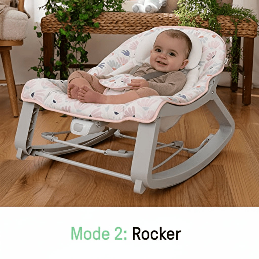 Ingenuity Keep Cozy 3-in-1 Bounce & Rock Seat (Pink Burst) - Kidsy