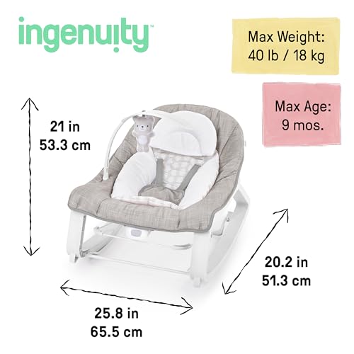 Ingenuity Keep Cozy 3 - in - 1 Bouncer Rocker (Linden) - Kidsy