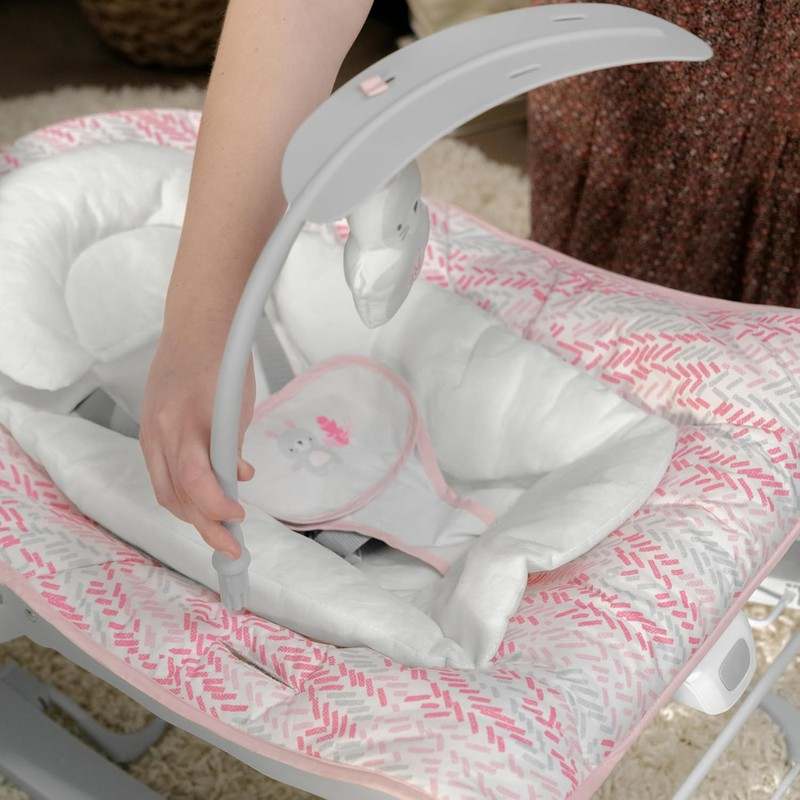 Ingenuity Keep Cozy 3 - in - 1 Grow with Me Bounce Rock Seat (Pink Lily) - Kidsy