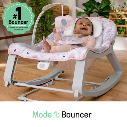 Ingenuity Keep Cozy 3 - in - 1 Grow with Me Vibrating Baby Bouncer Seat (Pink Burst) - Kidsy