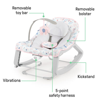 Ingenuity Keep Cozy 3 - in - 1 Grow with Me Vibrating Baby Bouncer Seat (Pink Burst) - Kidsy