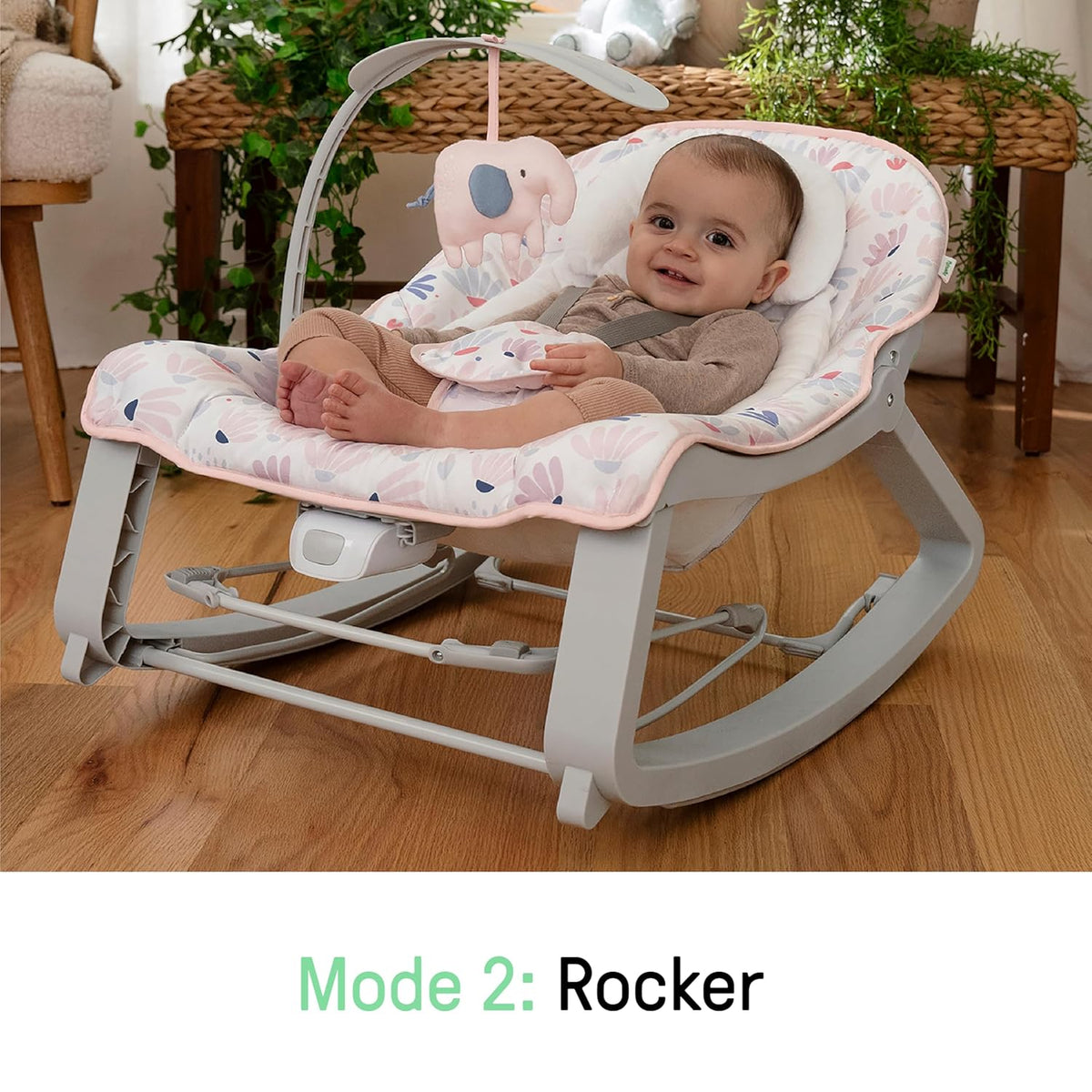 Ingenuity Keep Cozy 3 - in - 1 Grow with Me Vibrating Baby Bouncer Seat (Pink Burst) - Kidsy