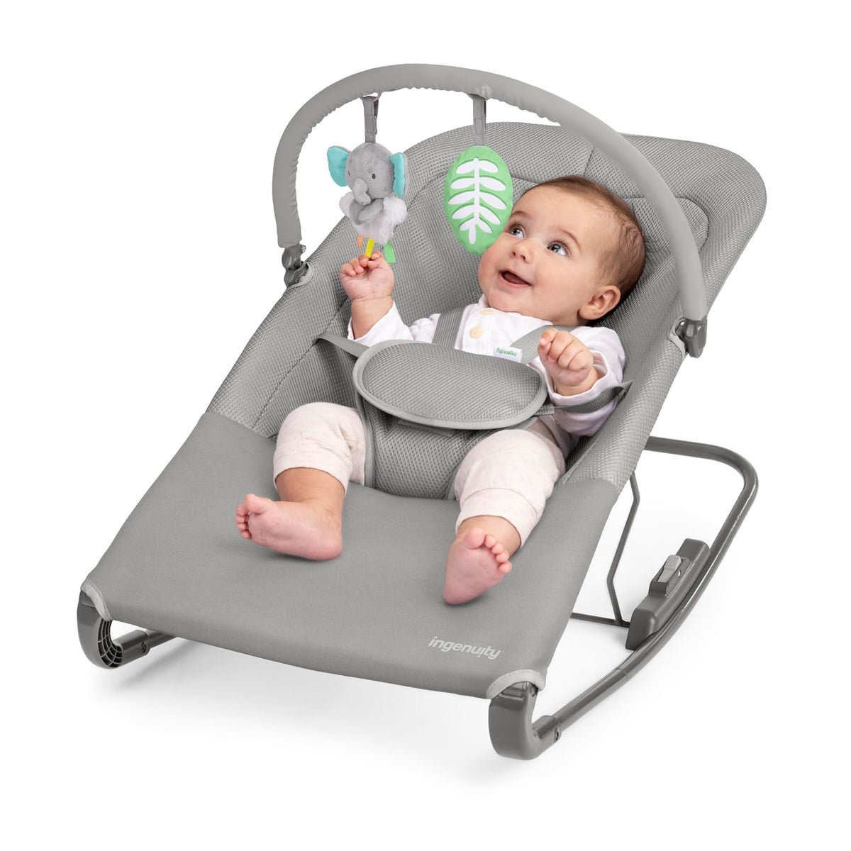 Ingenuity Nestle Foldable Vibrating Baby Rocker (Gray) - Kidsy