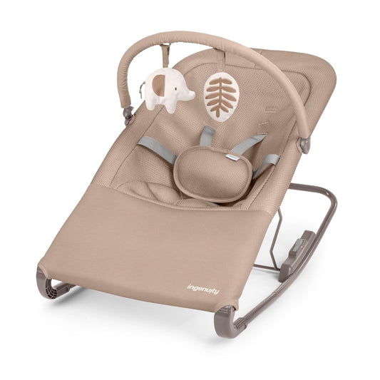 Ingenuity Nestle Vibrating Rocker Infant Seat 2 - Position Recline (Tan) - Kidsy