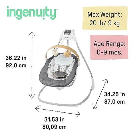 Ingenuity SimpleComfort Compact Soothing Swing (Parker) - Kidsy