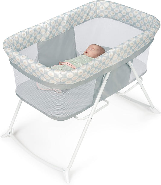 Ingenuity Snooze & Stow Portable Folding Rocking Bassinet (Sheppy) - Kidsy