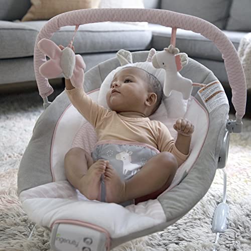 Ingenuity Soothing Baby Bouncer (Pink Flora Unicorn) - Kidsy