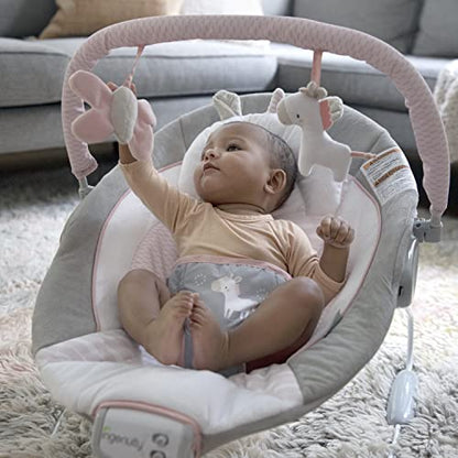 Ingenuity Soothing Baby Bouncer (Pink Flora Unicorn) - Kidsy