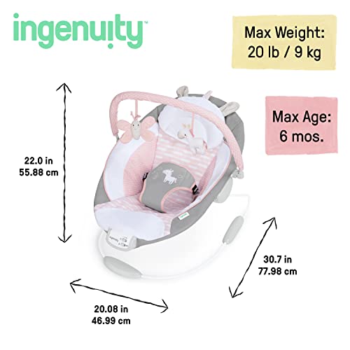 Ingenuity Soothing Baby Bouncer (Pink Flora Unicorn) - Kidsy