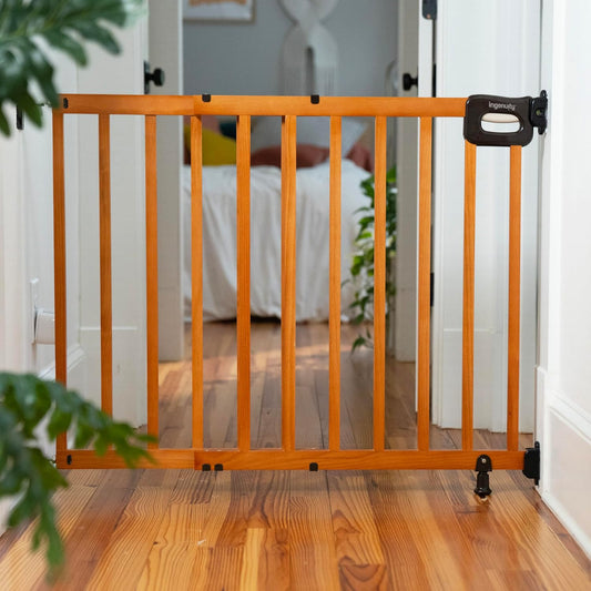 Ingenuity Stairway 48W Wood Baby Gate 30–48-Inch (Oak Wood) - Kidsy