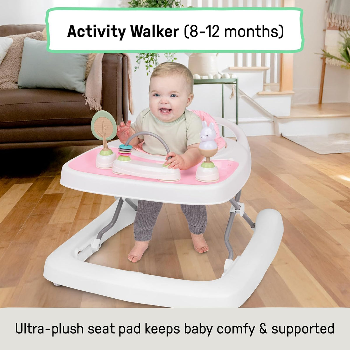 Ingenuity Step & Sprout 3 - in - 1 Baby Activity Walker (Pink) - Kidsy