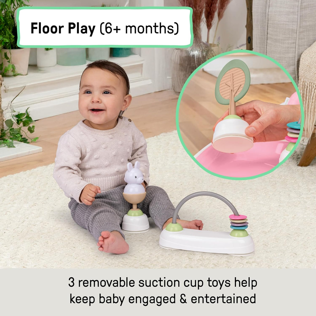 Ingenuity Step & Sprout 3 - in - 1 Baby Activity Walker (Pink) - Kidsy