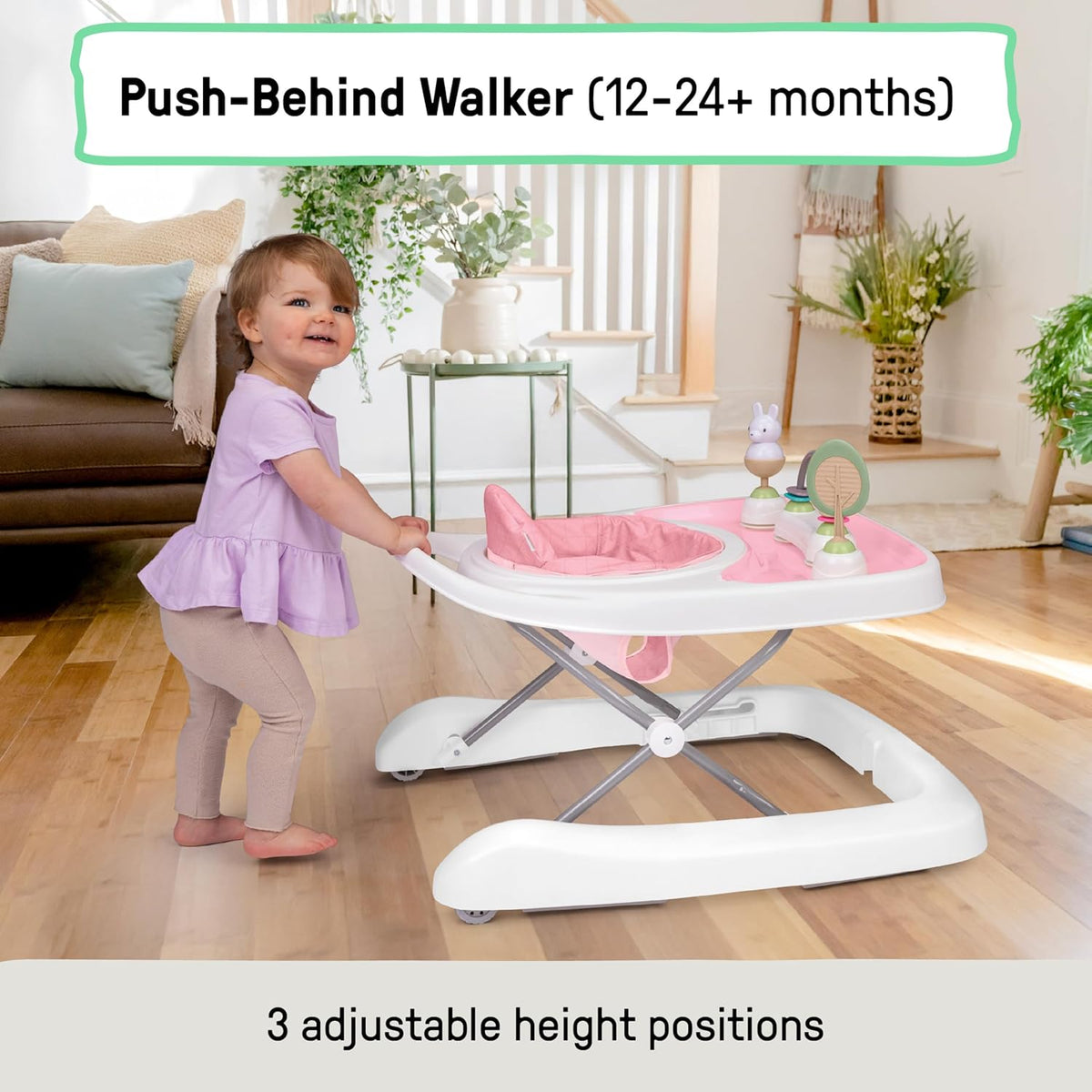 Ingenuity Step & Sprout 3 - in - 1 Baby Activity Walker (Pink) - Kidsy