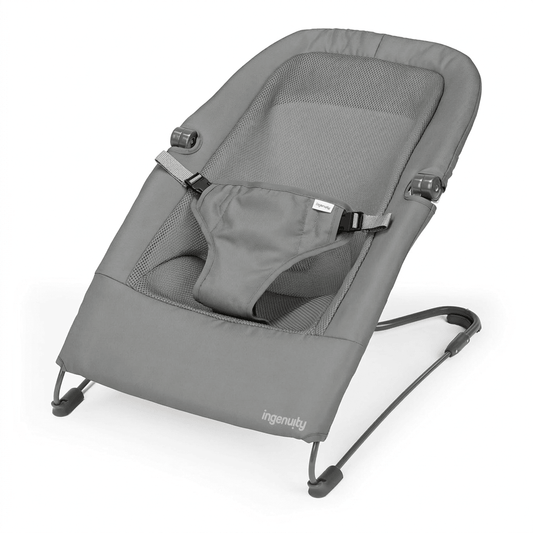 Ingenuity Stow & Go Compact Folding Baby Bouncer (Grey) - Kidsy