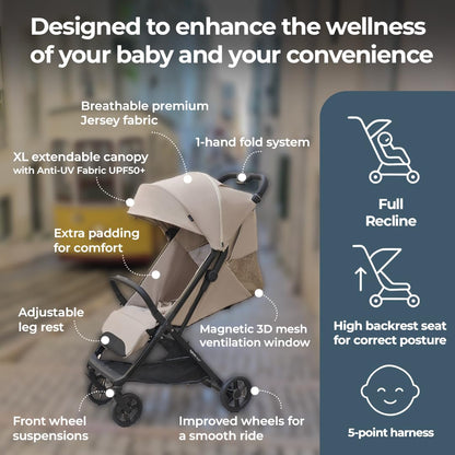 Inglesina Quid³ Lightweight Compact Travel Stroller (Galaxy Gray) - Kidsy