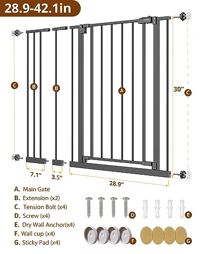 InnoTruth 28.9 - 42.1" Wide Baby Gate for Stairs (Black) - Kidsy