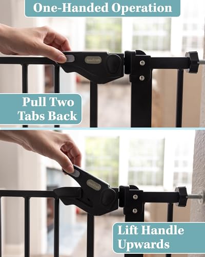 InnoTruth Auto Close Both Sides 29 - 39.6” Gate, 30" Tall (Black) - Kidsy