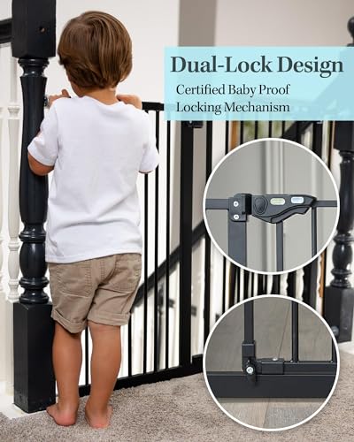 InnoTruth Auto Close Both Sides 29 - 39.6” Gate, 30" Tall (Black) - Kidsy