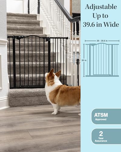 InnoTruth Auto Close Both Sides 29 - 39.6” Gate, 30" Tall (Black) - Kidsy