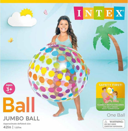 Intex Jumbo Inflatable Ball with Colorful Dots (42") - Kidsy