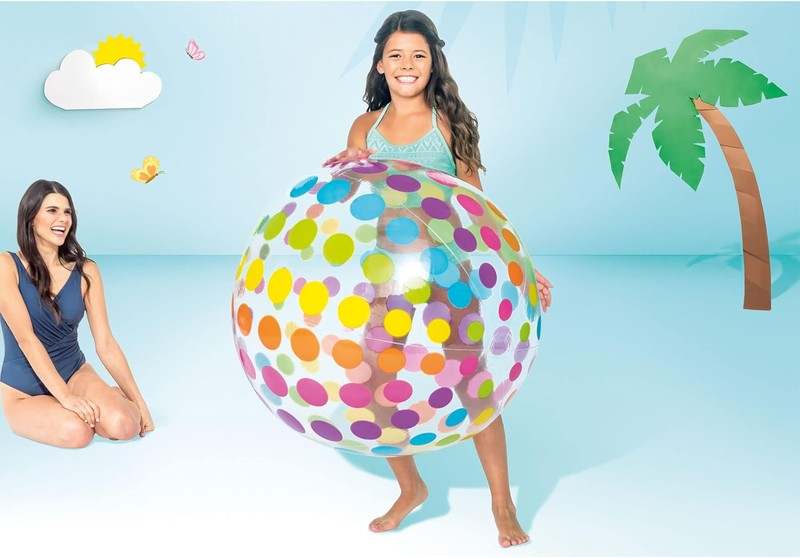 Intex Jumbo Inflatable Ball with Colorful Dots (42") - Kidsy