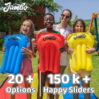 JAMBO Premium Triple Water Slide with 3 Bodyboards - Kidsy