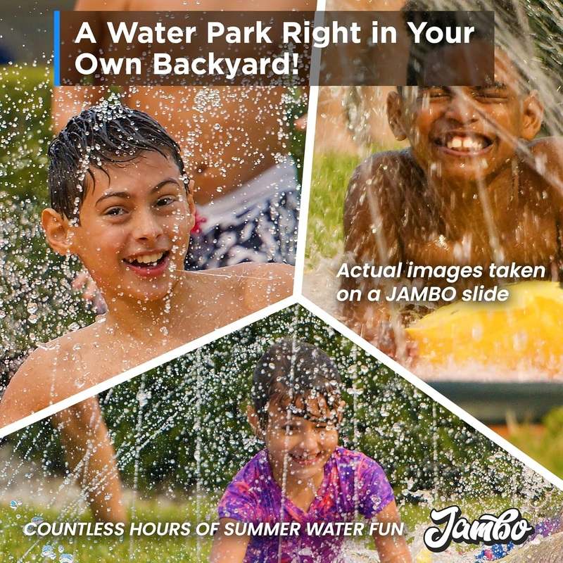 JAMBO Premium Triple Water Slide with 3 Bodyboards - Kidsy