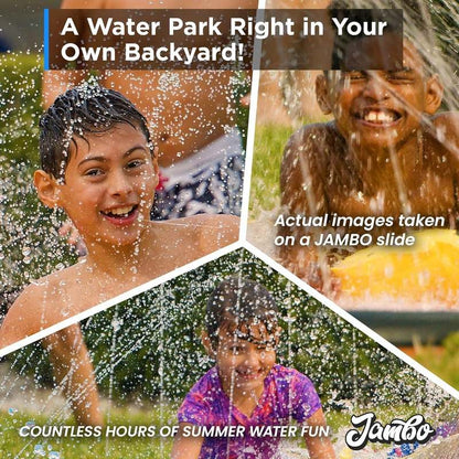 JAMBO Premium Triple Water Slide with 3 Bodyboards - Kidsy