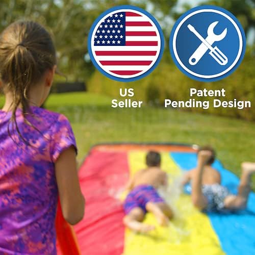 JAMBO Premium Triple Water Slide with 3 Bodyboards - Kidsy