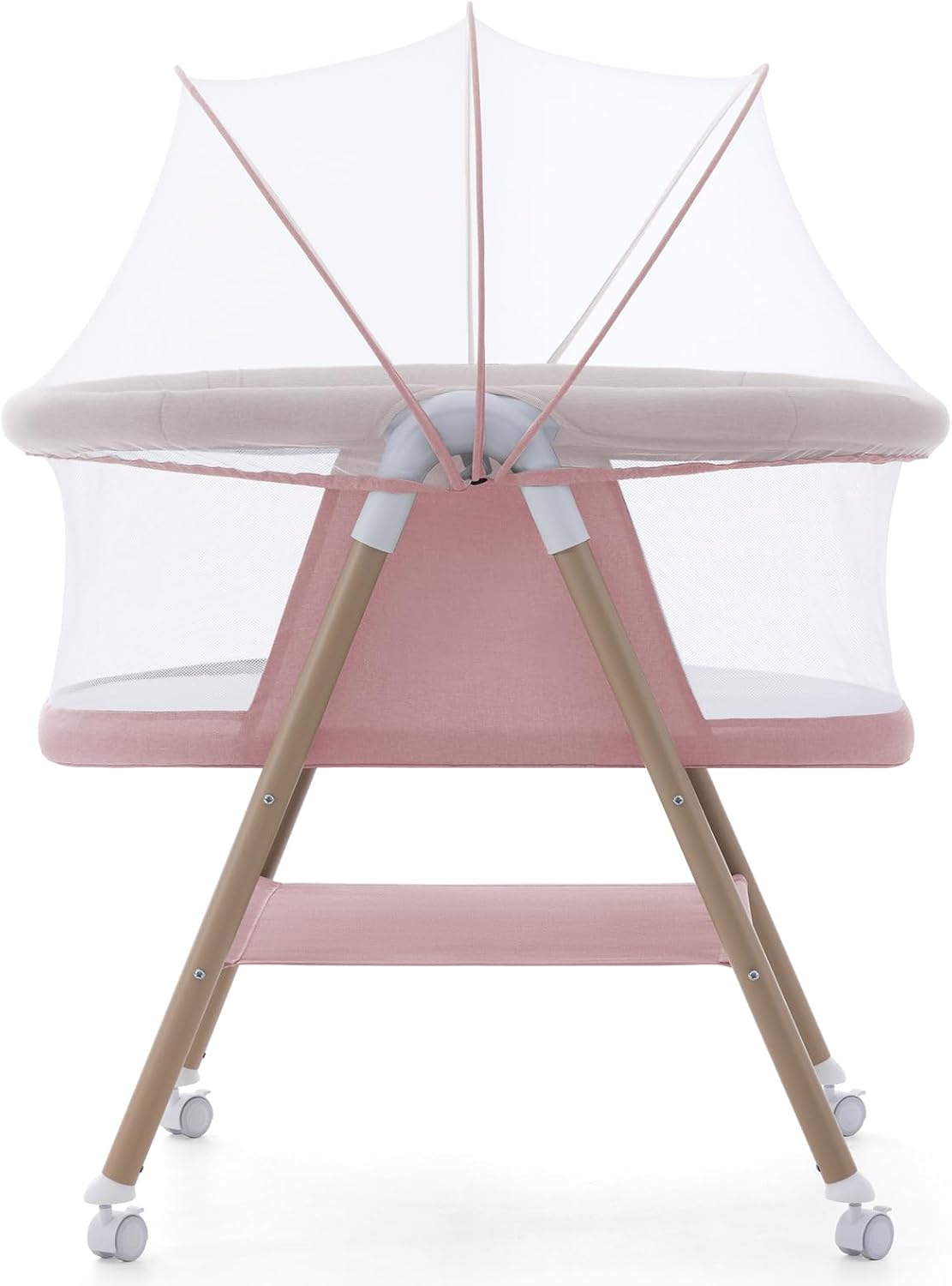 Jaoul Baby Bassinet, Portable Baby Travel Crib for Baby Bed with Wheels Comfy Mattress (Pink) - Kidsy