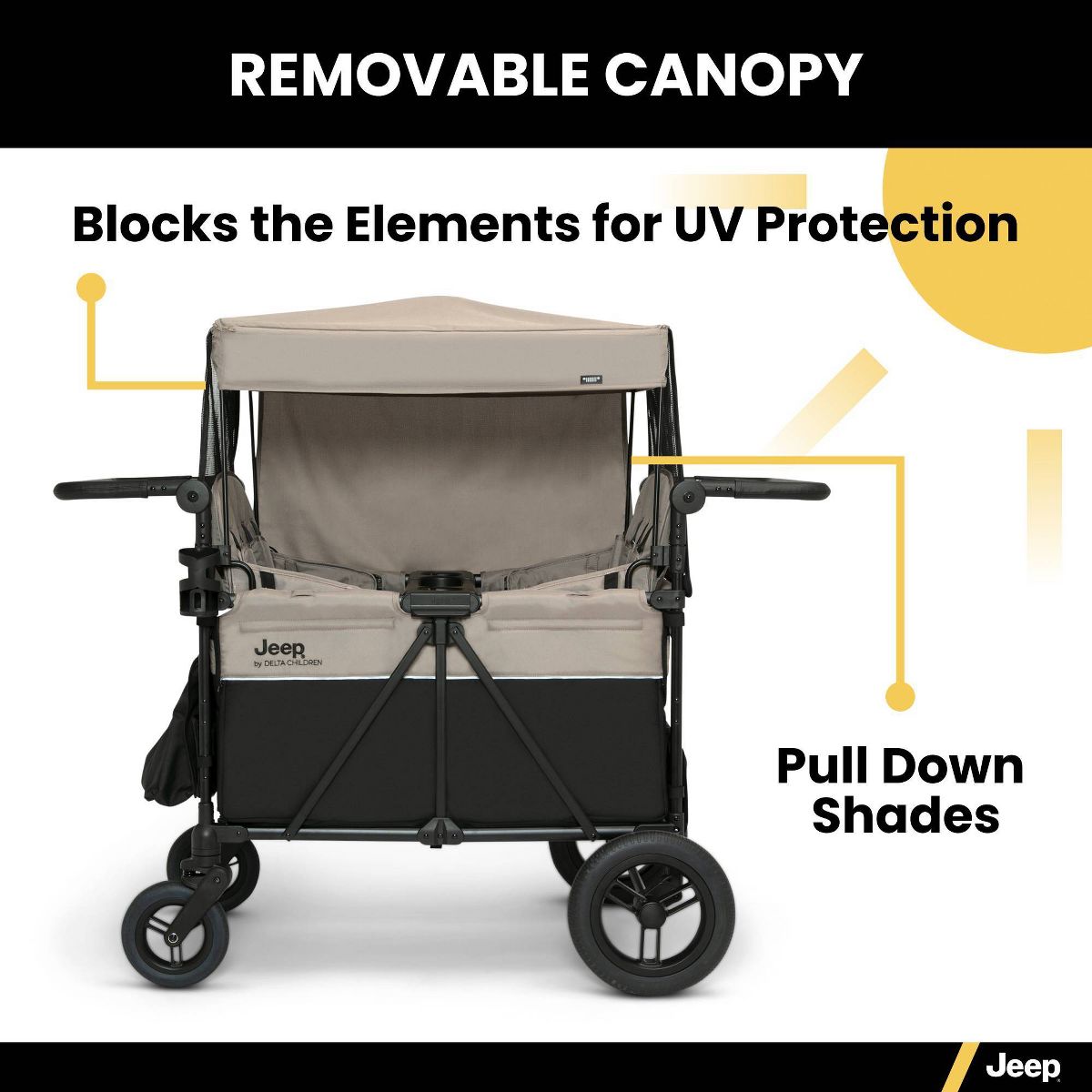 Jeep Gladiator 4-Seater Stroller Wagon by Delta Children (Black/Tan) - Kidsy