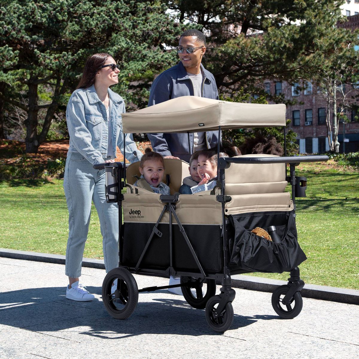 Jeep Gladiator 4-Seater Stroller Wagon by Delta Children (Black/Tan) - Kidsy