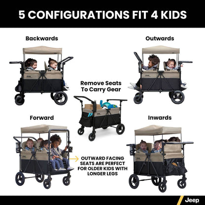 Jeep Gladiator 4-Seater Stroller Wagon by Delta Children (Black/Tan) - Kidsy