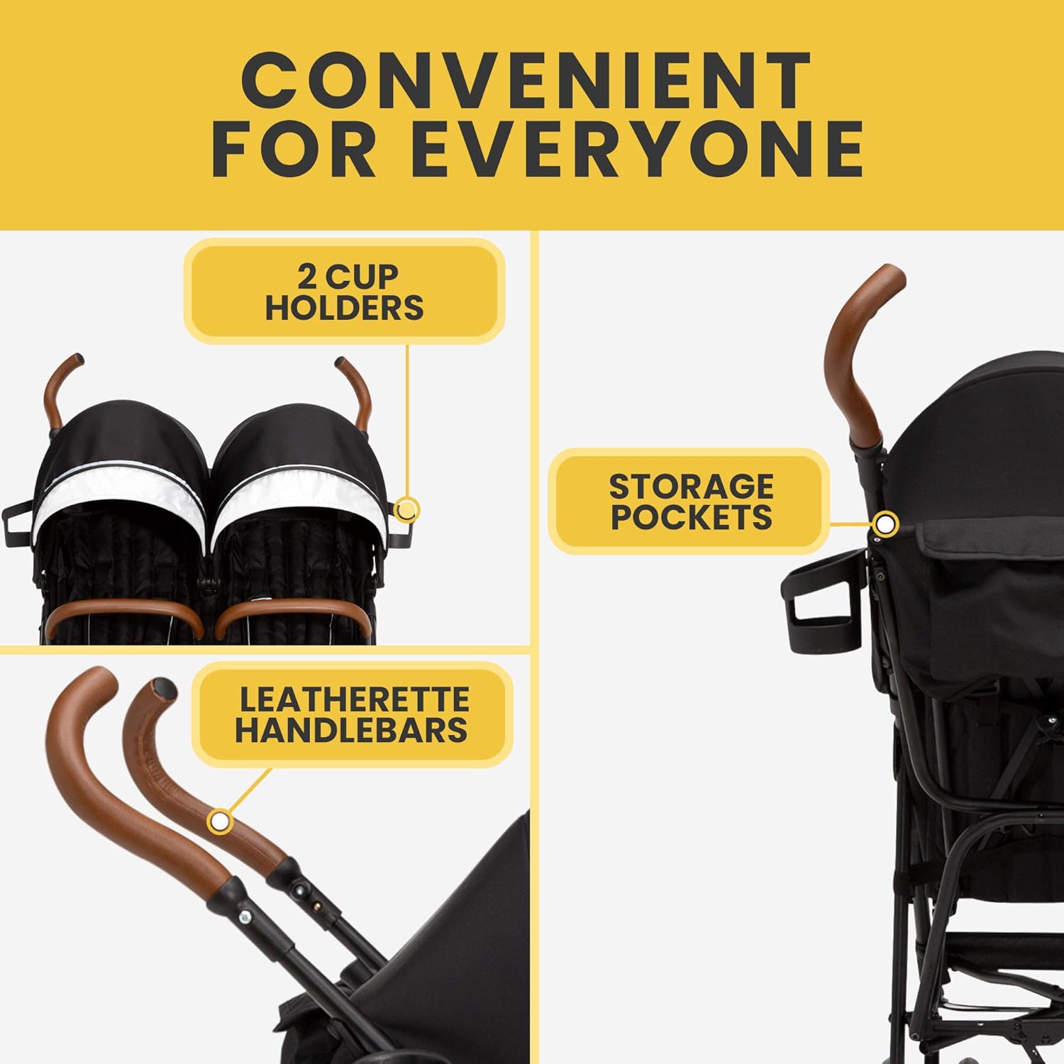 Jeep PowerGlyde Plus Side x Side Double Stroller (Black) - Kidsy