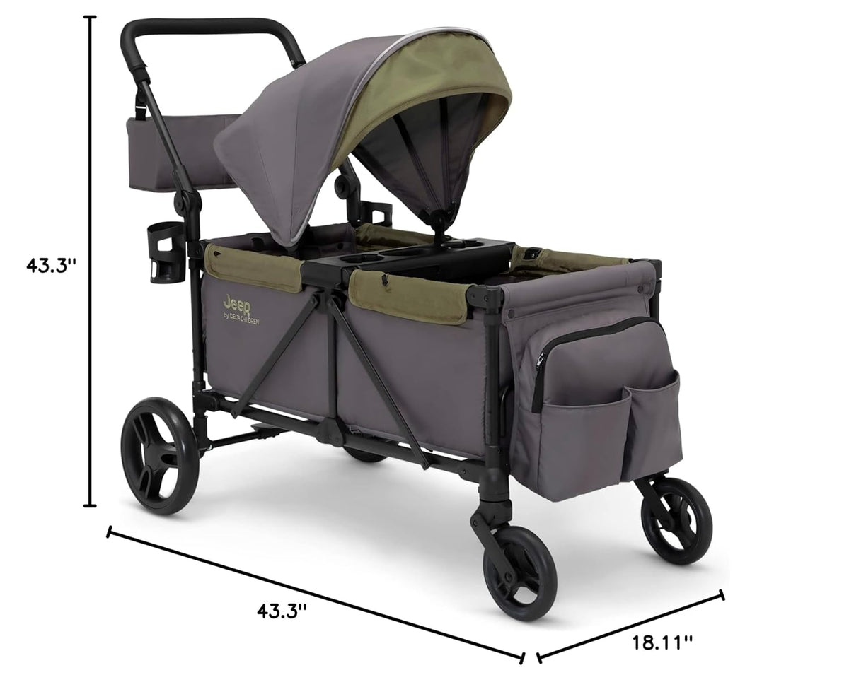 Jeep Sport All - Terrain Stroller Wagon by Delta Children (Grey/Olive Green) - Kidsy
