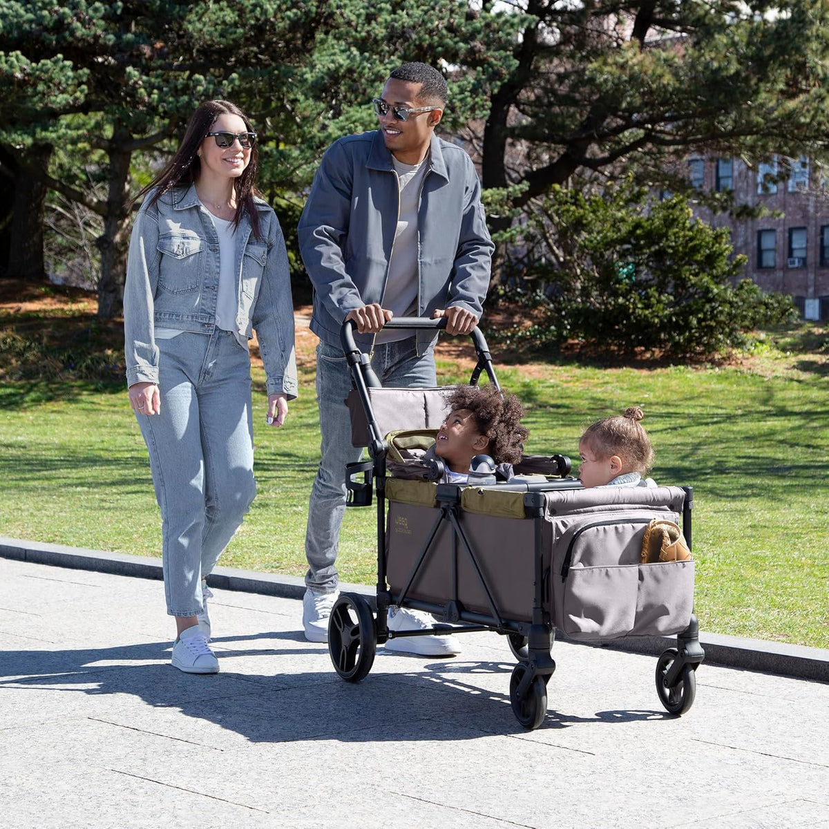 Jeep Sport All - Terrain Stroller Wagon by Delta Children (Grey/Olive Green) - Kidsy