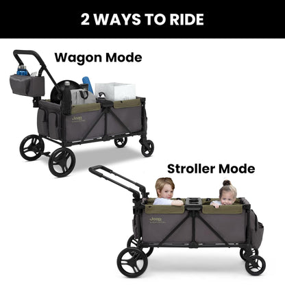 Jeep Sport All - Terrain Stroller Wagon by Delta Children (Grey/Olive Green) - Kidsy