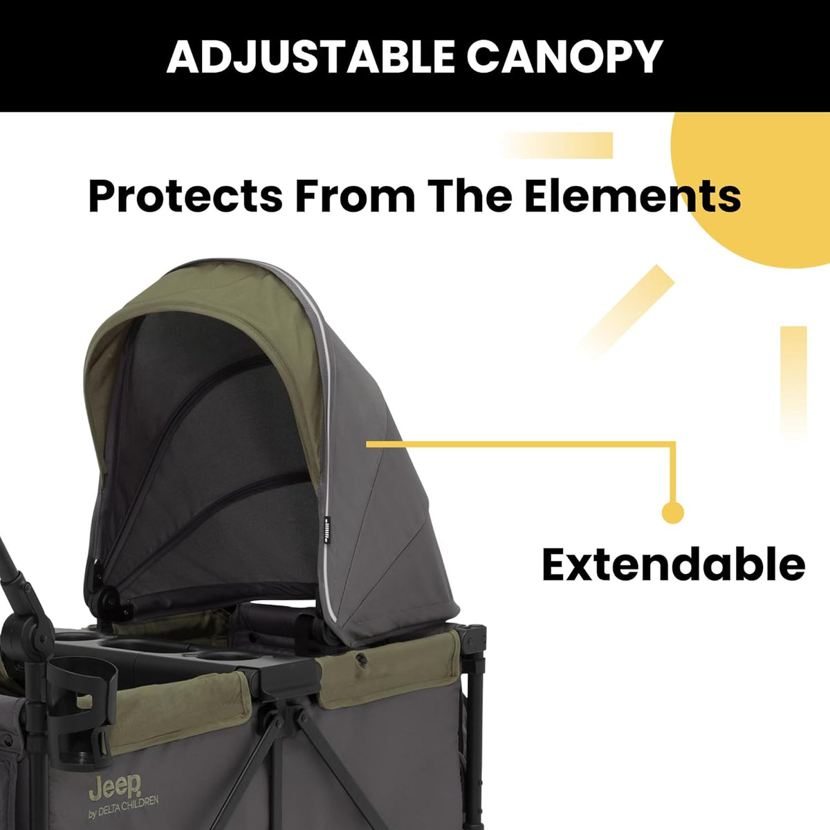 Jeep Sport All - Terrain Stroller Wagon by Delta Children (Grey/Olive Green) - Kidsy