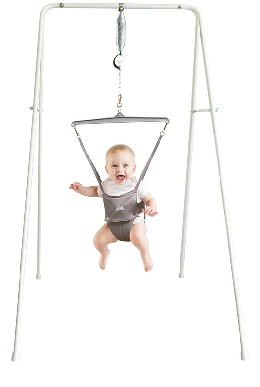 Jolly Jumper Classic Baby Jumper with Stand (Grey) - Kidsy