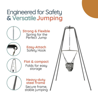 Jolly Jumper Elite Adjustable Baby Exerciser with 6-Foot Stand (Black Saddle) - Kidsy