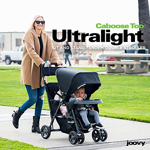 Joovy Caboose Too Ultralight Sit and Stand Tandem Double Stroller (Black) - Kidsy